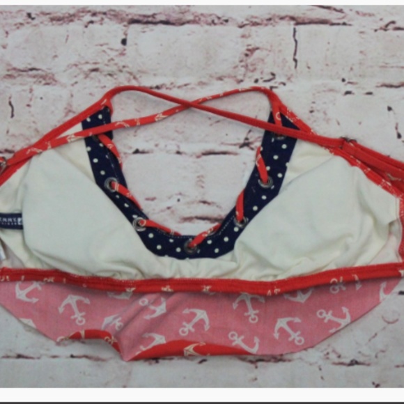 Women's Sperry Top Sider Bikini Top Red & Blue S - Picture 4 of 5